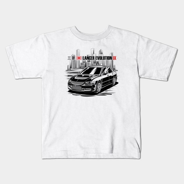 Lancer Evolution IX - Black Print Kids T-Shirt by WINdesign